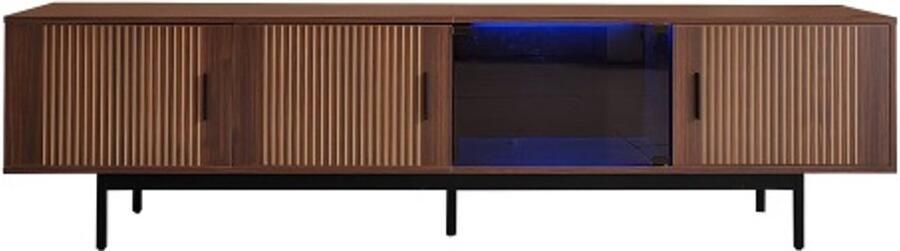 GOTAGEE TV-meubel lowboard met gesneden textuur TV-meubel met LED-lichtbalk en deur van gehard glas