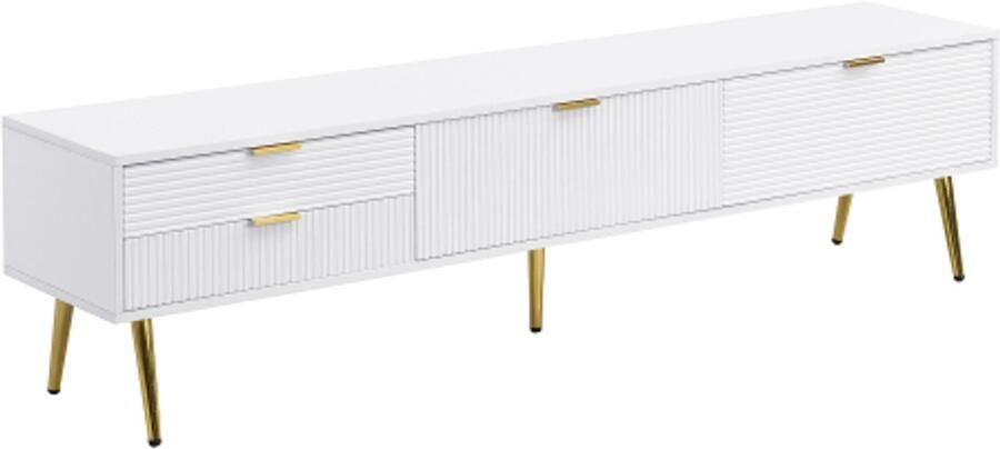 GOTAGEE TV-meubel lowboard. Met laden en deuren woonkamermeubilair. Modern ontwerp. gouden handgrepen en poten