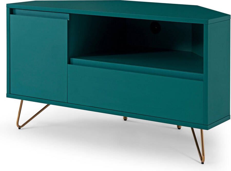 TV-meubel Lucy Blauw MDF Breedte 100 cm Hoogte 58 cm Diepte 50 cm Met planken Met openslaande deuren