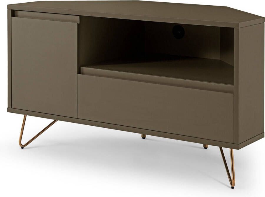 TV-meubel Lucy Grijs MDF Breedte 100 cm Hoogte 58 cm Diepte 50 cm Met planken Met openslaande deuren