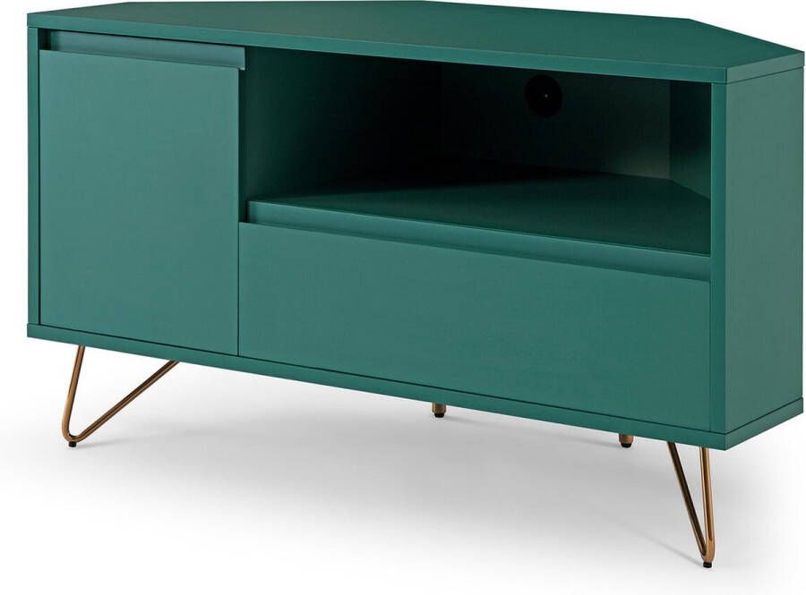TV-meubel Lucy Groen MDF Breedte 100 cm Hoogte 58 cm Diepte 50 cm Met planken Met openslaande deuren