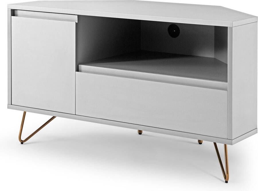 TV-meubel Lucy Wit MDF Breedte 100 cm Hoogte 58 cm Diepte 50 cm Met planken Met openslaande deuren