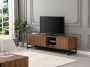 Tv-meubel met 3 deuren en 2 nissen Mdf Naturel en zwart CARATANA L 180 cm x H 50 cm x D 40 cm - Thumbnail 1