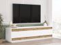 Tv-meubel met 3 deurtjes Licht naturel en wit CODARIA L 180 cm x H 48.6 cm x D 44.8 cm - Thumbnail 1