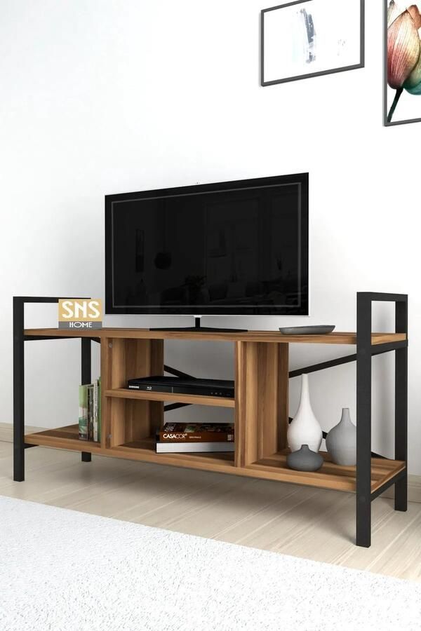 Bofigo Tv Meubel Met Plank Tv Meubel Televisie Meubel Tv Meubel Hout Tv Kasten Okkernoot 120x61x35 cm