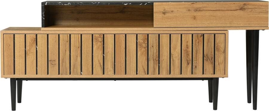 Zonder merk Gotagee TV-meubel Modern tv-meubel Marmerpatroon tv-tafel ijzeren poten woningdecoratie