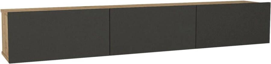 Vente-unique Tv-meubel om op te hangen met 3 deuren Antraciet en licht naturel VIKILA L 180 cm x H 29.5 cm x D 29.5 cm - Foto 2