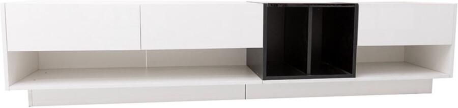 TV-meubel opbergkast dressoir geschikt voor 50-59 inch tv's met 3 lades en 4 open vakken 190x40x42 cm zwart-wit design