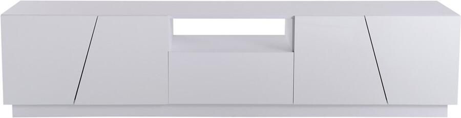 TV-meubel opbergkast geschikt voor 40-49 inch televisies met 1 open vak 1 lade en 2 verborgen vakken modern minimalistisch diagonale splicing ontwerp 170 x 37 x 42 cm wit