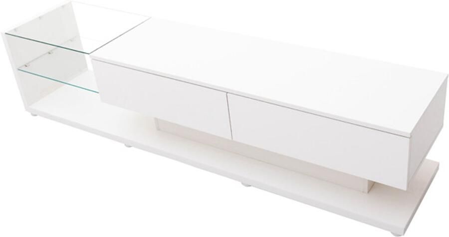 TV-meubel opbergkast geschikt voor 50-59 inch tv's met verstelbare LED-verlichting open gehard glazen planken en lades 170x36x38 cm wit