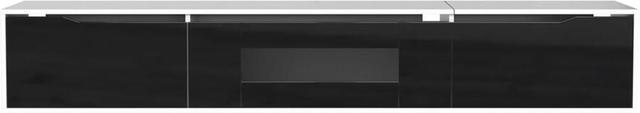 TV-meubel Opbergkast Sideboard Wandmontage of Vloerinstallatie met Veranderbare LED-verlichting Drie Oprolbare Deuren Modern en Minimalistisch Ontwerp 180x30x35 cm Zwart + Wit