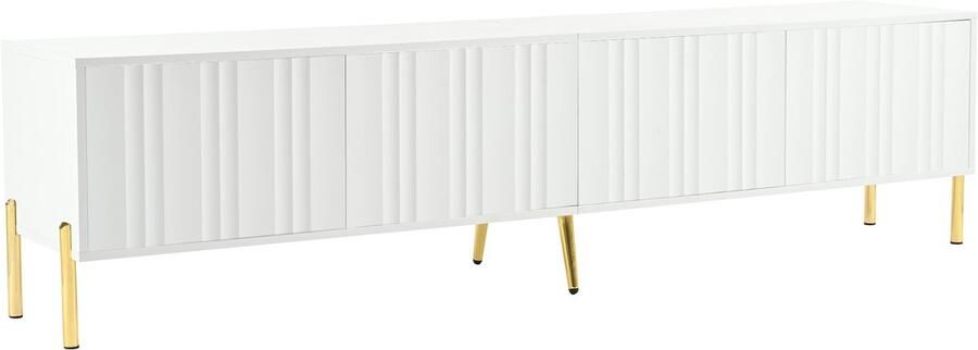 Tv-meubel opbergkast zijkast Geschikt voor tv's van 50-59 inch Met 4 deuren met verticale streepontwerp 190x38x48 cm Wit