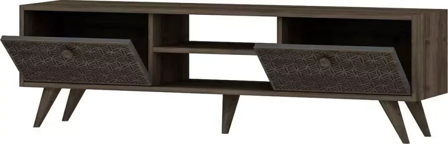 TV Meubel Stijlvol Antraciet & Walnoot 150x45x35cm Duurzaam Melamine