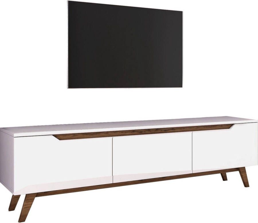 TV Meubel Stijlvol Walnoot & Wit Design 180x48 6x35cm Duurzaam Melamine Materiaal