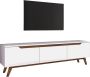 TV Meubel Stijlvol Walnoot & Wit Design 180x48 6x35cm Duurzaam Melamine Materiaal - Thumbnail 1