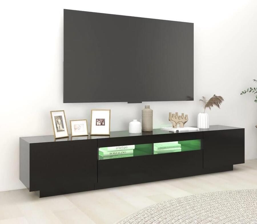 Tv-meubel tv-bank tv-houder lage kast tv-kast met ledlampen zwart 200 x 35 x 40 cm