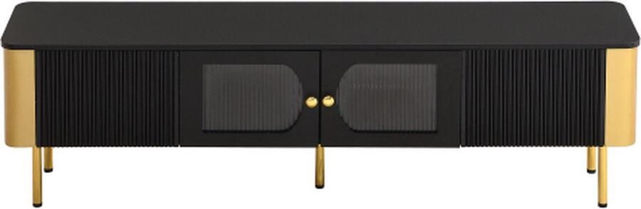 Zonder merk Gotagee TV-Meubel TV-kast met Laden en Speciaal Vervormde Deurgrepen Gouden Handvatten en Poten Boogvorm Zwart