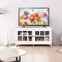 Furnibella tv-meubel tv-tafel tv-kast tv-plank tv-standaard universele vlakscherm TV console media center met getemperd glas deuren kabel management gaten stabiele moderne tv-kast lowboard voor de woonkamer slaapkamer 114 x 48 5 x 61 cm (Zwart - Thumbnail 2