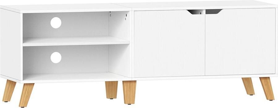 Rootz Living Rootz TV-meubel van witte spaanplaat Entertainment Center Mediaconsole Ruime opbergruimte Stevige constructie Modern design 40 cm x 140 cm x 50 cm