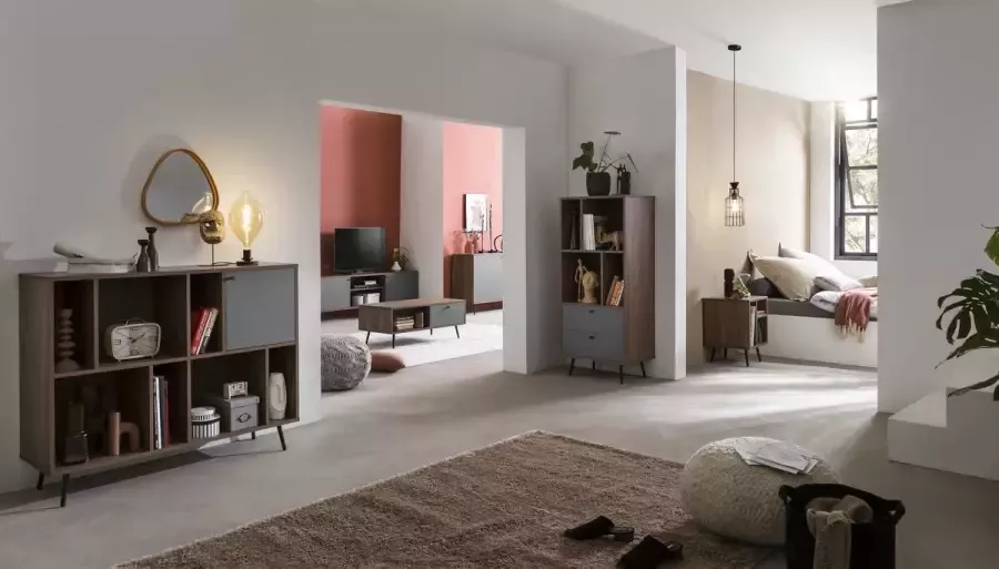 SalesFever Tv-meubel in moderne kleurencombinatie van walnoot en grijs tv-tafel - Foto 1