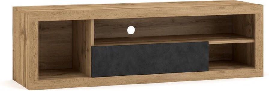 TV meubel Wotan Eiken & Betonlook – 140x40x42 cm – Tv Kast Beton – Houten TVmeubel Betonlook