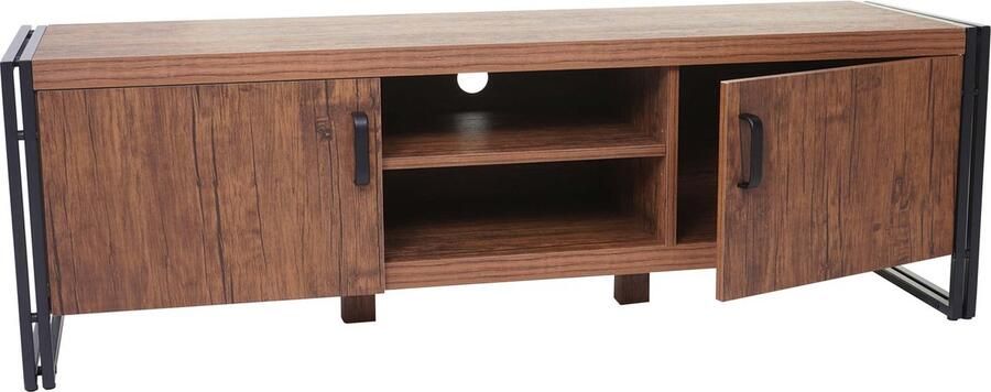 TV-rek MCW-A27 TV-tafel lowboard ladekast 3D structuur metaal 45x140x40cm ~ Wild eiken look