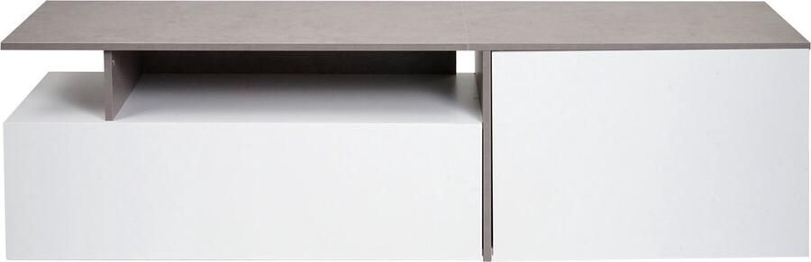 TV-rek MCW-L34 lowboard TV-tafel dressoir TV-meubel ladekast hout 45x161x40cm opbergvak wit betonlook