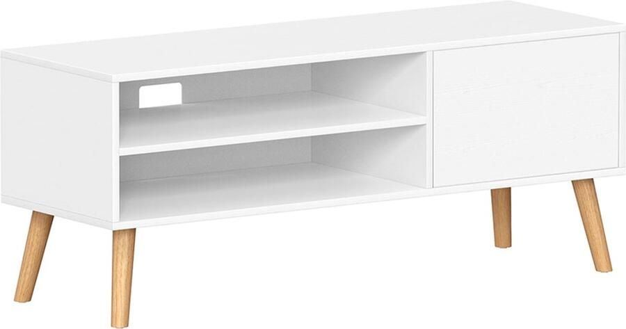 Rootz Living Rootz TV-standaard Entertainment Center Mediaconsole Spaanplaat Rubberhout Wit 40 cm x 120 cm x 49 cm 19 7 kg 55 kg Max. draagvermogen 15 kg per plank Eenvoudige montage - Foto 2