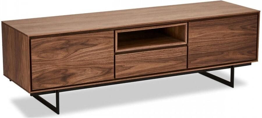 Rootz Living Rootz TV-tafel Entertainmentconsole Mediastandaard Soft-Close-vergrendelingssysteem Elegante gefreesde handgrepen Veel opbergruimte 160 cm x 45 cm x 50 cm Afwerking Amerikaans notenhout