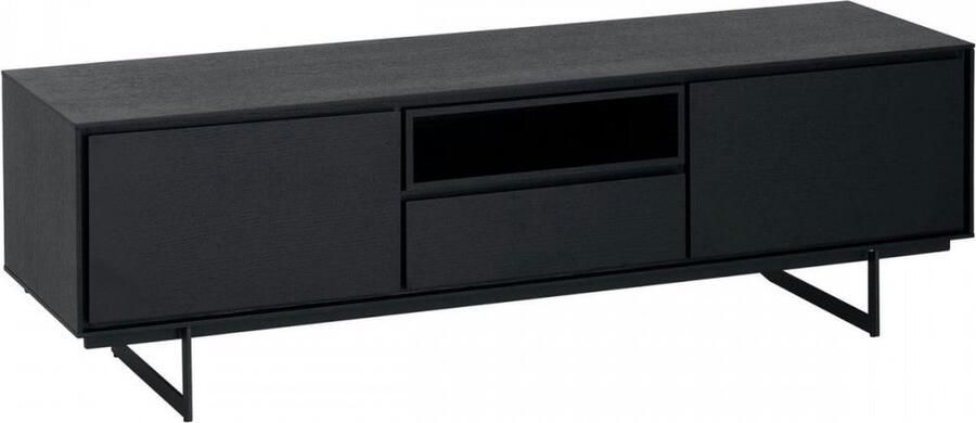 Rootz Living Rootz TV-tafel Mediaconsole Entertainmentstandaard Duurzaam metalen frame Verfijnd zwart eikenfineer Veel opbergruimte 160 cm x 45 cm x 50 cm