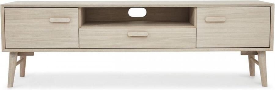 Rootz Living Rootz TV-tafel Mediastandaard Entertainmentconsole Constructie van massief eikenhout Uitgebreide opbergruimte Stille werking 42 cm x 160 cm x 50 cm