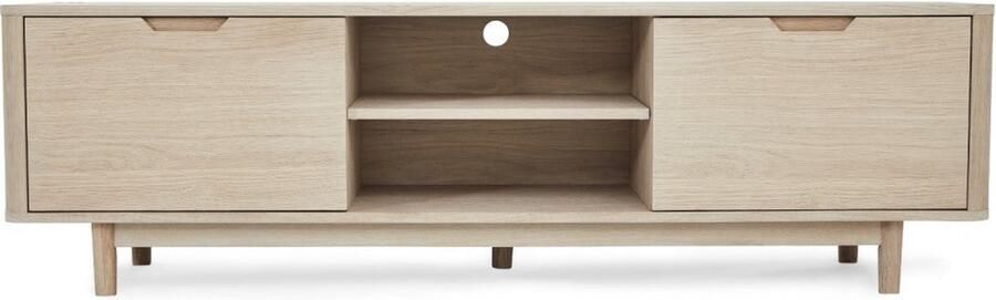 Rootz Living Rootz TV-tafel Mediastandaard Televisieconsole Massief eiken en fineer Duurzaam verfijnd voldoende opbergruimte 45 cm x 180 cm x 52 cm