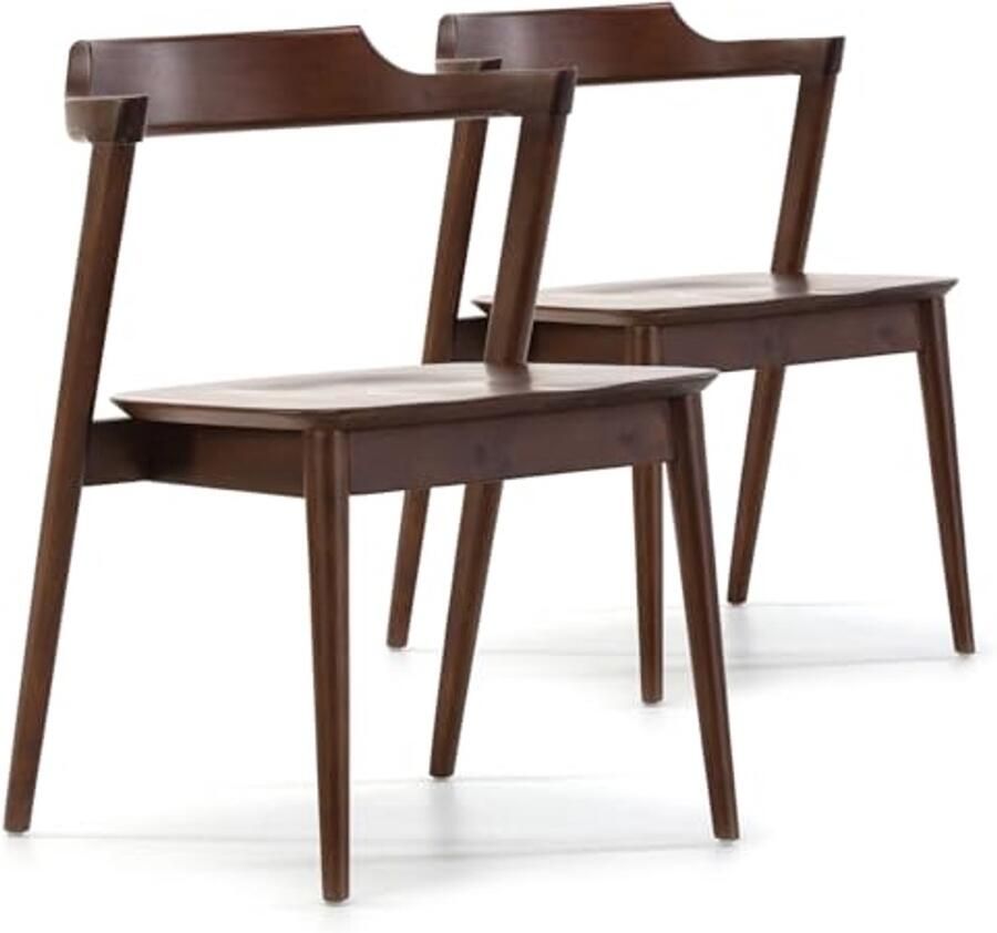 Twee Eetkamerstoelen in Walnoot Elegante Zitting van Massief Hout Comfortabel en Duurzaam