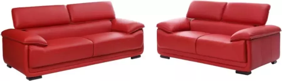 Vente-unique Twee- of driezitsbank van leer MACELO Rood L 204 cm x H 75 cm x D 97 cm - Foto 2