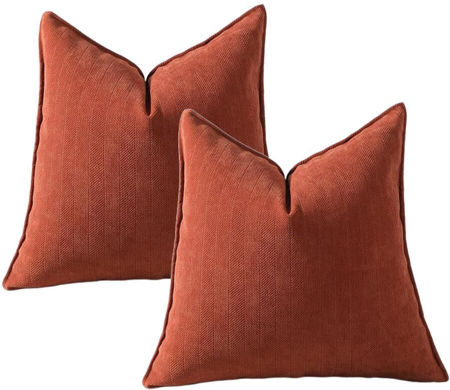 Tweedelige kussensloopset 40 x 40 cm Beige Chenille Kussenhoezen Bankkussens Sierkussens Elegant Design Geschikt voor Banken en Slaapbanken Woonkamer H