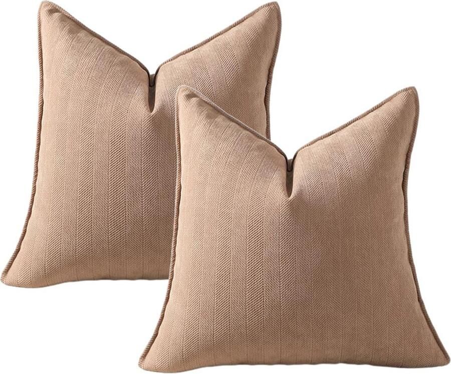 Tweedelige kussensloopset 40 x 40 cm Beige Chenille Kussenhoezen Bankkussens Sierkussens Elegant Design Geschikt voor Banken en Slaapbanken Woonkamer D