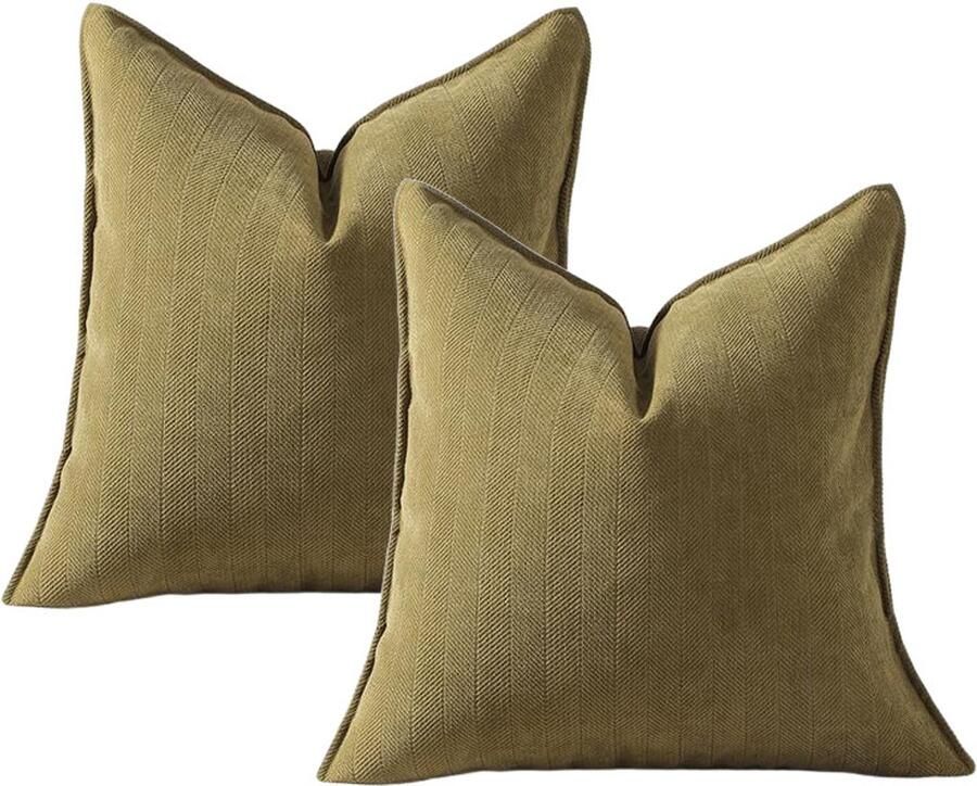 Tweedelige kussensloopset 40 x 40 cm Beige Chenille Kussenhoezen Bankkussens Sierkussens Elegant Design Geschikt voor Banken en Slaapbanken Woonkamer B