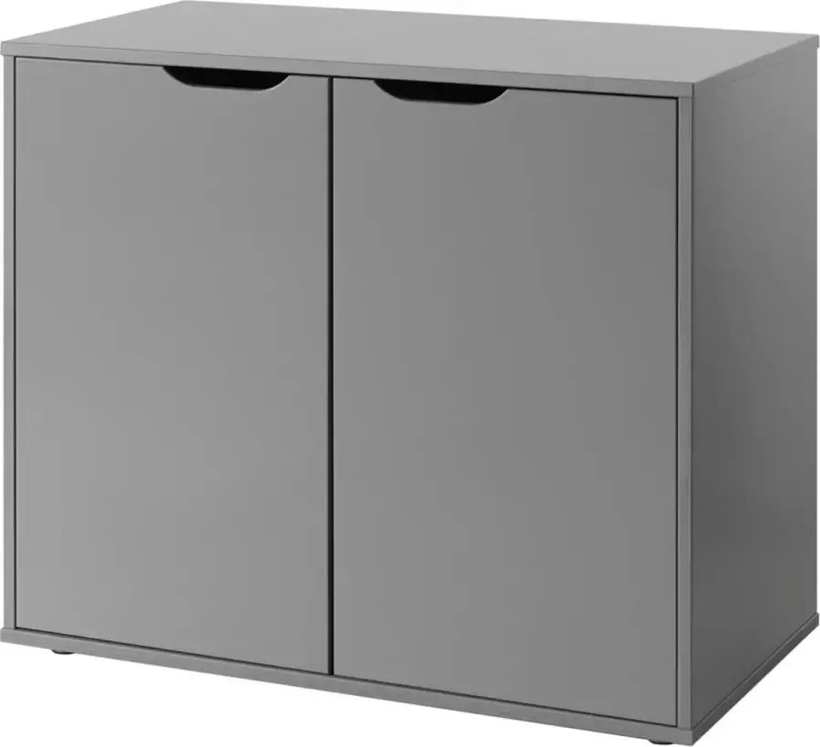Tweedeurskast Charlie Grijs MDF Breedte 85.5 cm Hoogte 71.8 cm Diepte 43.3 cm Met planken Met openslaande deuren