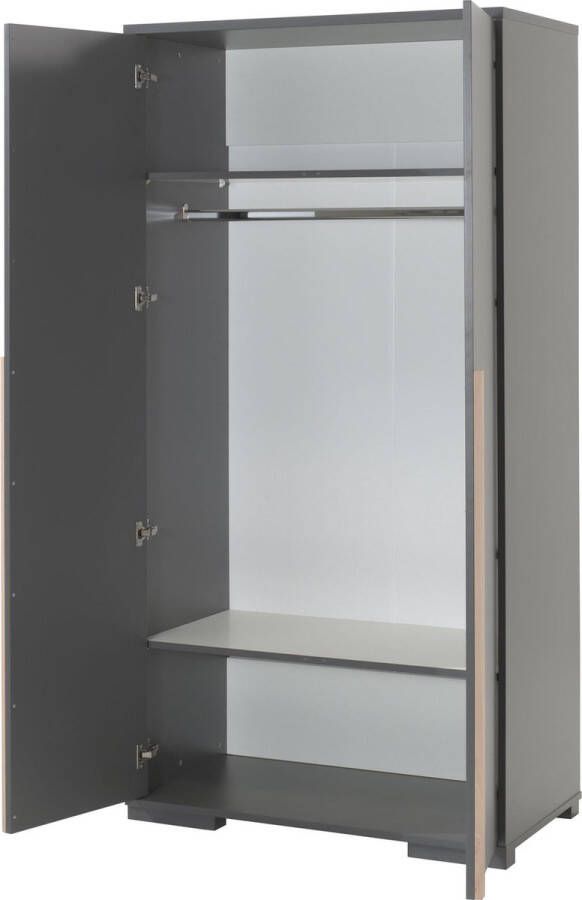 Tweedeurskast Dex Antraciet Breedte 98.4 cm Hoogte 195.2 cm Diepte 56 cm Met hanggedeelte Met planken Met openslaande deuren - Foto 2
