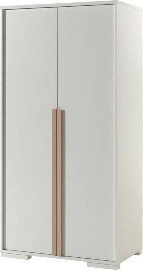 Tweedeurskast Dex Wit Breedte 98.4 cm Hoogte 195.2 cm Diepte 56 cm Met hanggedeelte Met planken Met openslaande deuren