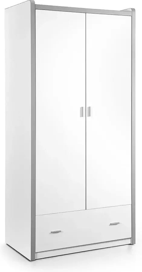 Tweedeurskast Evi Wit Breedte 96.5 cm Hoogte 202 cm Diepte 60 cm Met lades Met hanggedeelte Met planken Met openslaande deuren