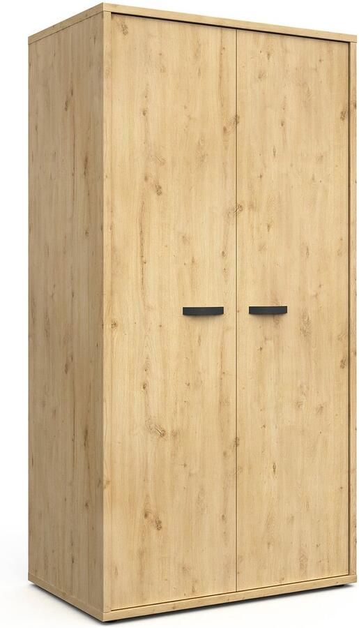 Tweedeurskast Gabon Eiken Breedte 102 cm Hoogte 200 cm Diepte 63 cm Met hanggedeelte Met planken Met openslaande deuren