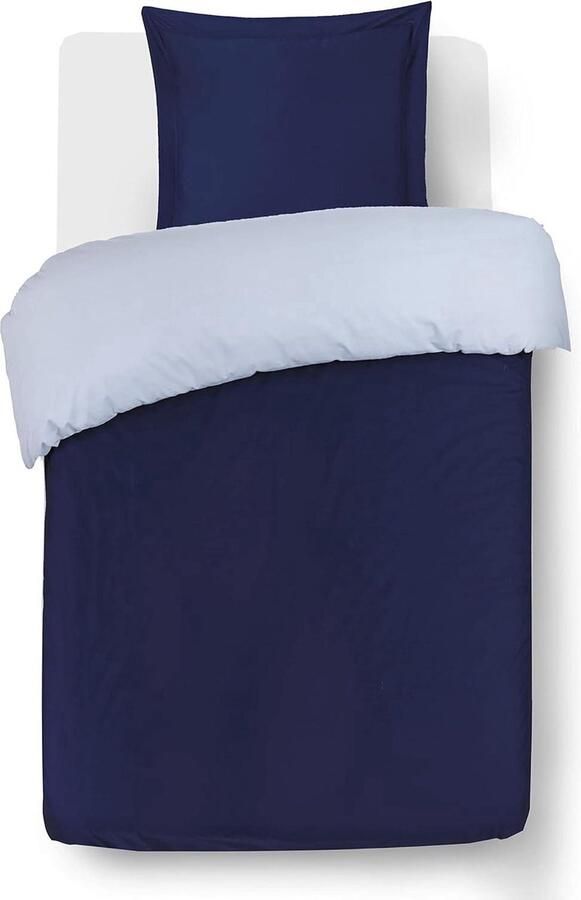 Tweekleurig Beddengoed Set Marineblauw Grijs Geschikt voor eenpersoonsbed 100% Katoen 1 Stuk 140 x 200 cm