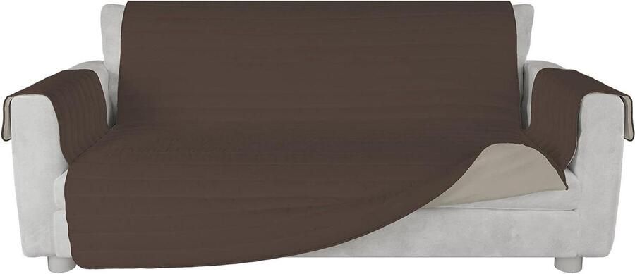 Tweekleurige bankovertrek Microvezel 3-zits Bruin Crème