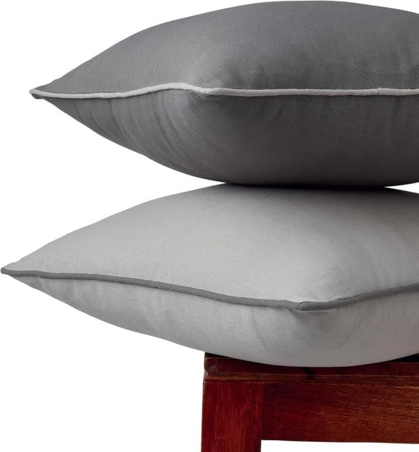 Tweekleurige kussenhoezen 2 stuks lichtgrijs met grijs 40 x 40 cm effen moderne katoenen canvas kussenhoezen voor bank bed en huisdecoratie alleen hoezen