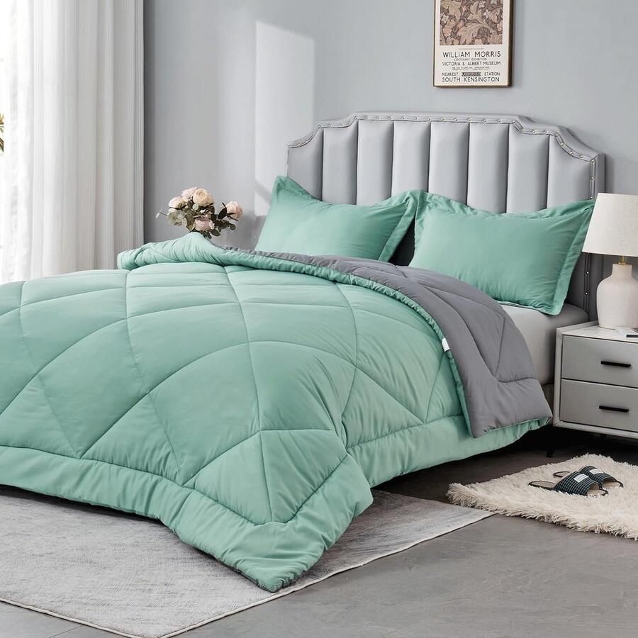 Tweepersoons dekbed 13 5 TOG Down Alternatieve Dikke Dekbed Set met 2 Shams Omkeerbaar Dekbed Zonder Dekbed Microvezel Zacht Warm Bed Quilt voor De Winter Wasbaar in de wasmachine 200 x