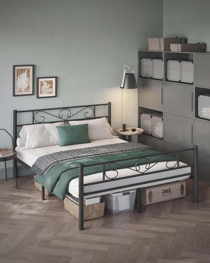 Tweepersoons metalen ledikant Bedframe voor matrassen 200x160 cm Eenvoudig te monteren en geschikt voor kleine kamers