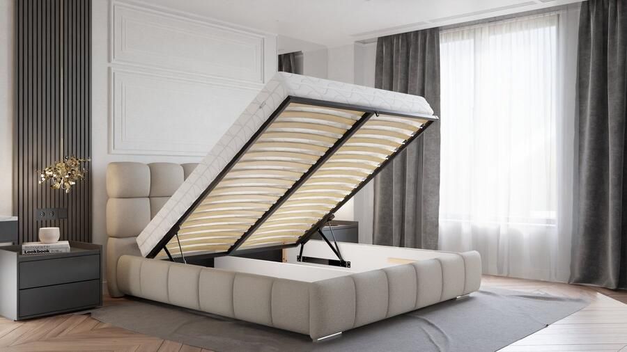 Tweepersoonsbed Bliss 180 x 200 cm met opbergruimte lattenbodem en 7zonen Multipocketmatratze CIRA (24cm)