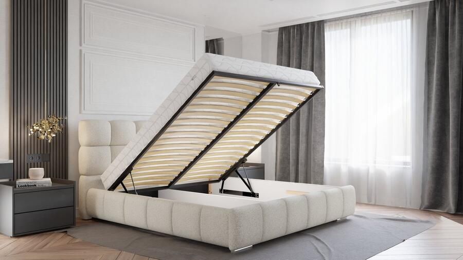 Tweepersoonsbed Bliss 180 x 200 cm met opbergruimte lattenbodem en 7zonen Multipocketmatratze CIRA (24cm)