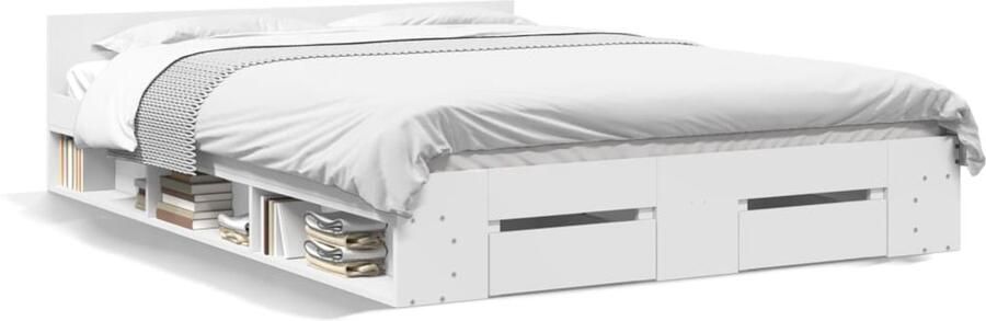 VidaXL -Bedframe-met-lades-bewerkt-hout-wit-140x190-cm - Foto 3